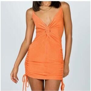 Princess Polly Mini Dress Womens Size 6 Adah Orange Ruched Bodycon Stretch NWT